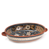 Tonala Iconography Oval Shaped Tray, Burnished Clay