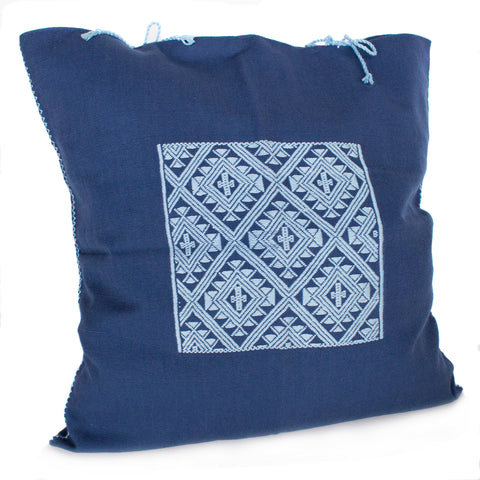 Blue Chiapas Pattern Cushion Sleeve, Backstrap Weaving