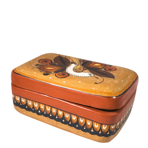 Rectangular Shaped Jewelry Box, Burnished Clay