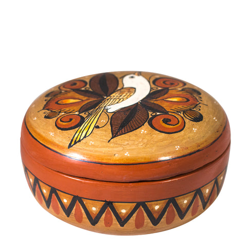 Round Jewelry Box, Burnished Clay