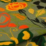 Flowers & Animals Green Table or Bed Runner, Machine Embroidery