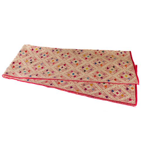 White & Red Table Runner, Backstrap Weaving