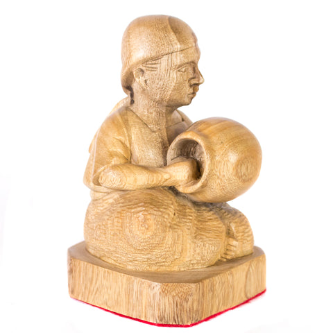 Artisan Woman with Small Vase, Parota Wood