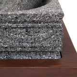 Square shaped engraved Molcajete, Basalt Stone