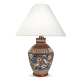 Squared Mouth Tonala Iconography Lamp, Burnished Clay