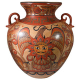 Sun, Moon, Nahuales and Eagle Vase, Burnished Clay