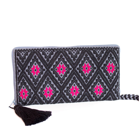 Black/Pink Ladie´s Wallet, Backstrap Loom