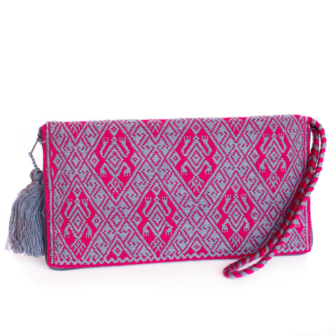 Magenta/Purple Ladies´s Wallet, Backstrap Loom