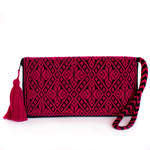 Black/Dark Red Ladies´s Wallet, Backstrap Loom