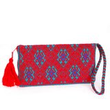 Cyan/Red Ladies´s Wallet, Backstrap Loom